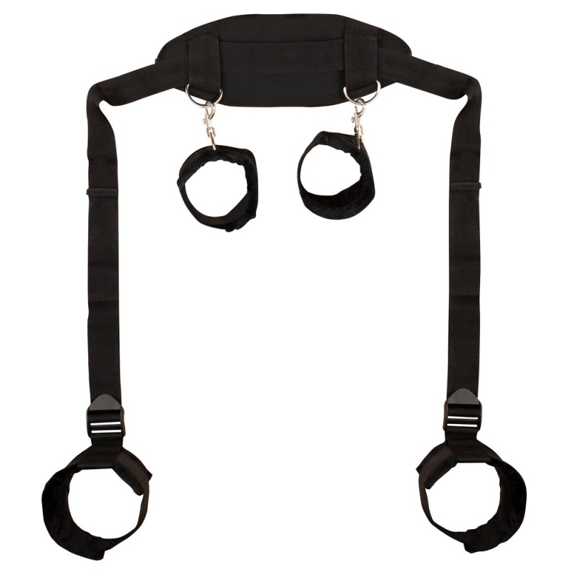 Zestaw do krępowania Neck-Wrist-Ankle – mankiety na szyję, nadgarstki i kostki z rzepami i karabińczykami, pasy 188 cm - 3