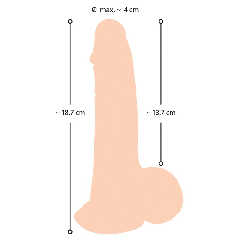 Dildo Nature Skin 19 z ruchomą skórą – realistyczny kształt penisa, przyssawka i możliwość montażu w uprzęży długość całkowita 1 - 2