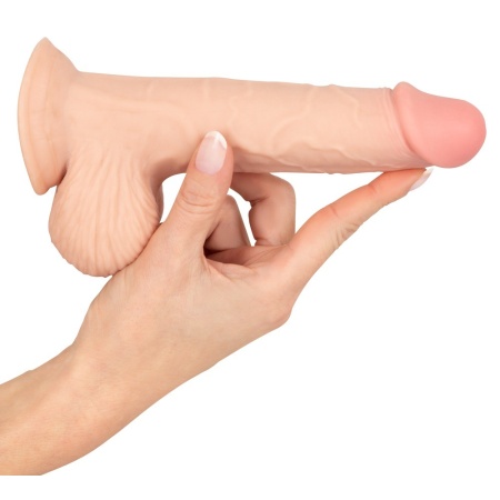 Dildo Nature Skin 19 z ruchomą skórą – realistyczny kształt penisa, przyssawka i możliwość montażu w uprzęży długość całkowita 1 - 8