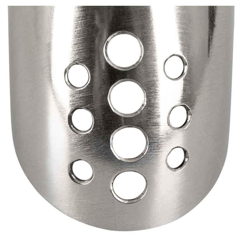 Klatka na penisa Curved ze stali nierdzewnej, zakrzywiona, z zamkiem, 13,5 cm, średnica pierścienia 4,4 cm - 5