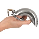 Klatka na penisa Curved ze stali nierdzewnej, zakrzywiona, z zamkiem, 13,5 cm, średnica pierścienia 4,4 cm - 6