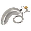 Klatka na penisa Curved ze stali nierdzewnej, zakrzywiona, z zamkiem, 13,5 cm, średnica pierścienia 4,4 cm - 7
