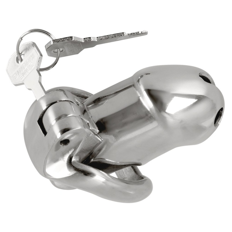 Klatka na penisa Chastity Cage Short z zamkiem, otworami wentylacyjnymi, długość 8,5 cm, pierścień 4,4 x 5,3 cm - 2