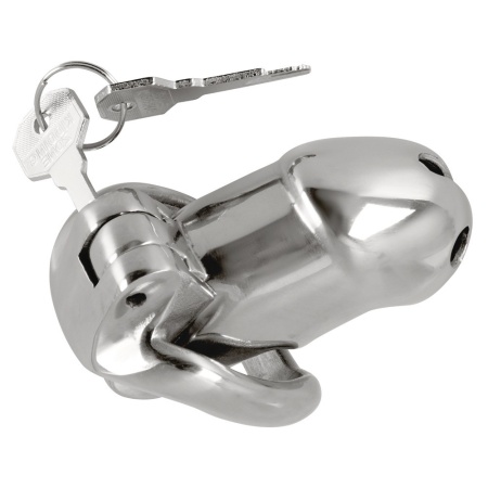 Klatka na penisa Chastity Cage Short z zamkiem, otworami wentylacyjnymi, długość 8,5 cm, pierścień 4,4 x 5,3 cm - 2