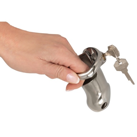 Klatka na penisa Chastity Cage Short z zamkiem, otworami wentylacyjnymi, długość 8,5 cm, pierścień 4,4 x 5,3 cm - 6