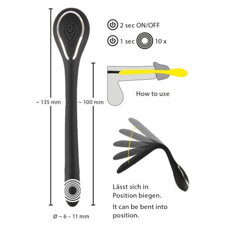 Dilator męski Penisplug Vibrating Bendable D – wibrujący, giętki, 13,5 cm - 9