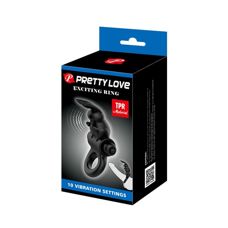 Wibrujący pierścień na penisa Exciting Ring - 10 trybów wibracji, średnica 2,4 cm - 10