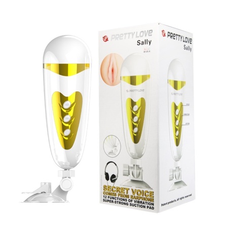 Wibrujący masturbator SALLY o długości 23 cm z Sex Talk i przyssawką - 12