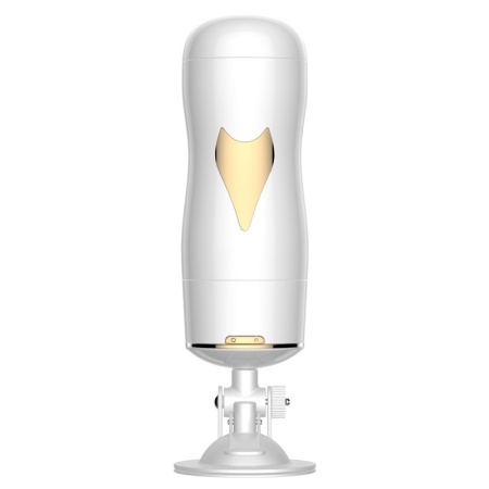 Masturbator dwustronny White - 7 funkcji wibracji, CyberSkin, przyssawka z regulacją kąta - 1