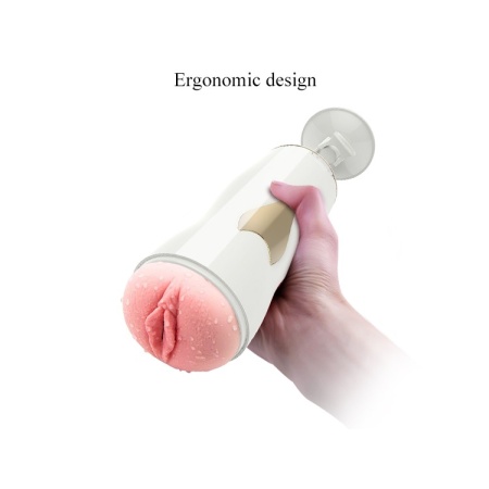 Masturbator dwustronny White - 7 funkcji wibracji, CyberSkin, przyssawka z regulacją kąta - 4