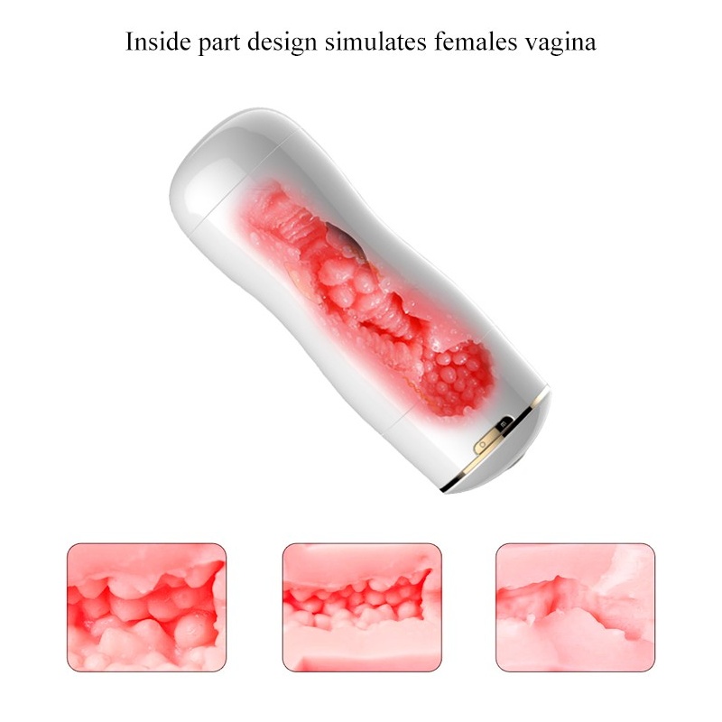 Masturbator dwustronny White - 7 funkcji wibracji, CyberSkin, przyssawka z regulacją kąta - 5