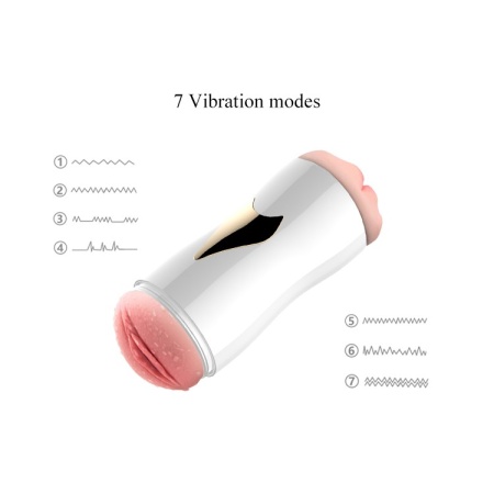 Masturbator dwustronny White - 7 funkcji wibracji, CyberSkin, przyssawka z regulacją kąta - 7