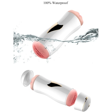 Masturbator dwustronny White - 7 funkcji wibracji, CyberSkin, przyssawka z regulacją kąta - 9