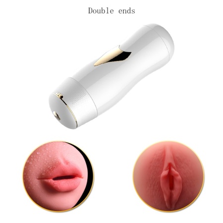Masturbator dwustronny White - 7 funkcji wibracji, CyberSkin, przyssawka z regulacją kąta - 11