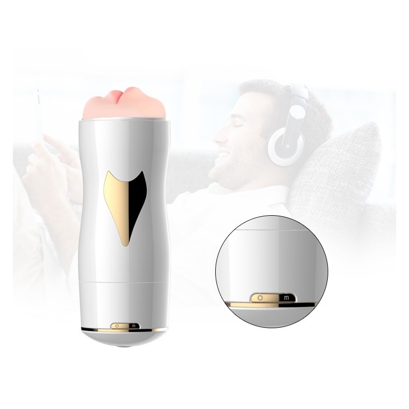 Masturbator dwustronny White - 7 funkcji wibracji, CyberSkin, przyssawka z regulacją kąta - 12