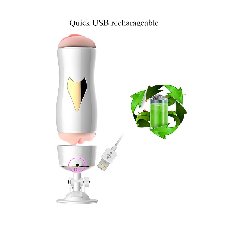 Masturbator dwustronny White - 7 funkcji wibracji, CyberSkin, przyssawka z regulacją kąta - 15