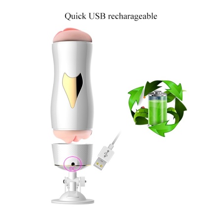 Masturbator dwustronny White - 7 funkcji wibracji, CyberSkin, przyssawka z regulacją kąta - 15