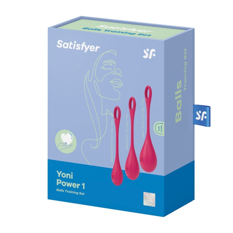 Kulki gejszy Yoni Power 1 - zestaw 3 kulek treningowych, 2 / 2,5 / 3 cm, 22-74 g, kolor czerwony - 1