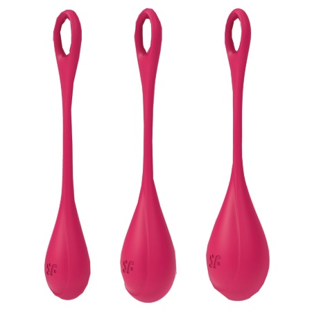 Kulki gejszy Yoni Power 1 - zestaw 3 kulek treningowych, 2 / 2,5 / 3 cm, 22-74 g, kolor czerwony - 2