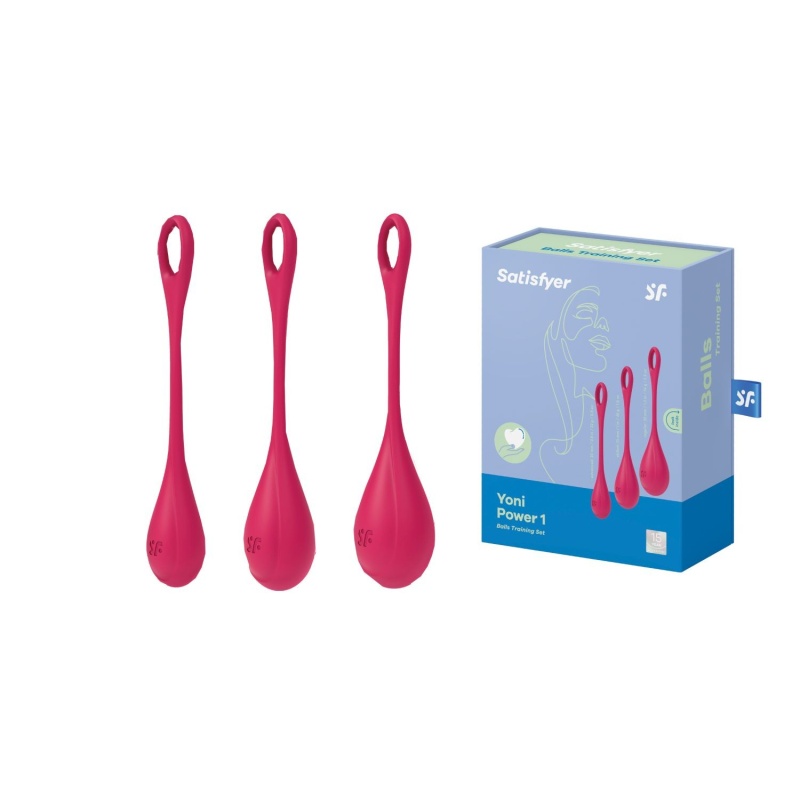 Kulki gejszy Yoni Power 1 - zestaw 3 kulek treningowych, 2 / 2,5 / 3 cm, 22-74 g, kolor czerwony - 3