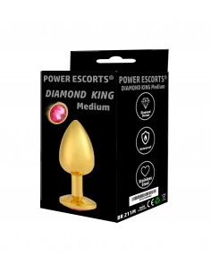 Plug- Diamond King Butt Plug - Gold - Medium - Pink 2