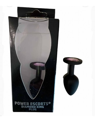 Plug-Diamond King Butt Plug - Silicone Black Medium Pink