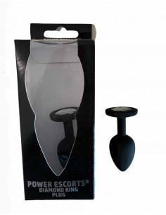 Plug-Diamond King Butt Plug - Silicone Black Large Clear 2