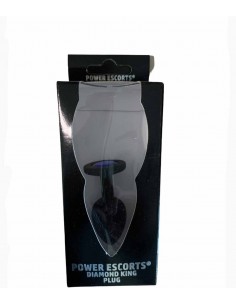 Plug-Diamond King Butt Plug - Silicone Black Large Dark Blue
