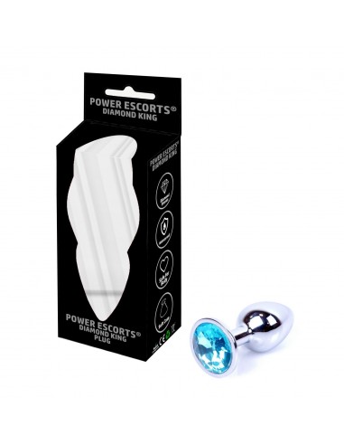 Plug-Diamond King Butt Plug - Metal Small Light Blue