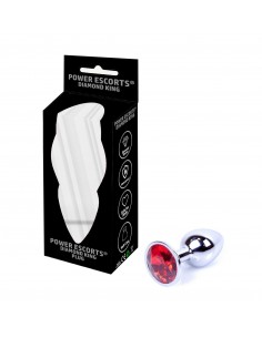 Plug-Diamond King Butt Plug - Metal Small Red