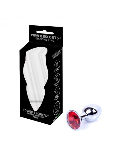 Plug-Diamond King Butt Plug - Metal Small Red