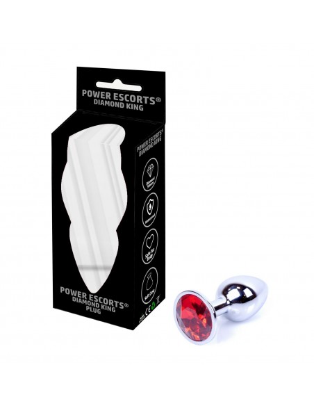 Plug-Diamond King Butt Plug - Metal Small Red