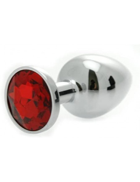 Plug-Diamond King Butt Plug - Metal Small Red