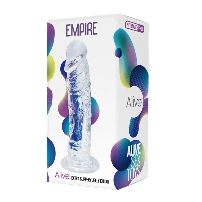 Dildo AL.Empire (Jelly Clear) – półrealistyczny kształt z przyssawką, długość całkowita 19,3 cm i średnica 4,3 cm - 1 2