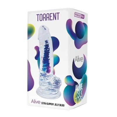 Dildo AL.Torrent Jelly Clear – anatomiczna forma z przyssawką, 20,6 cm - 1 2