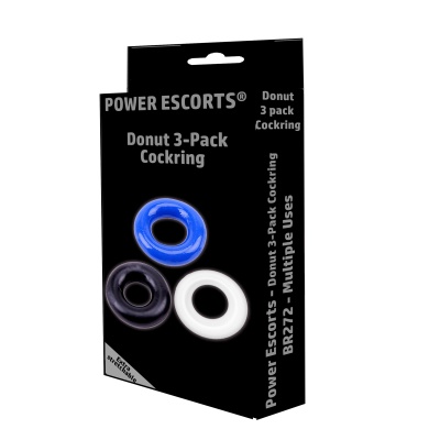 Zestaw 3 pierścieni erekcyjnych Donut Cockring (niebieski, przezroczysty, czarny) - 1
