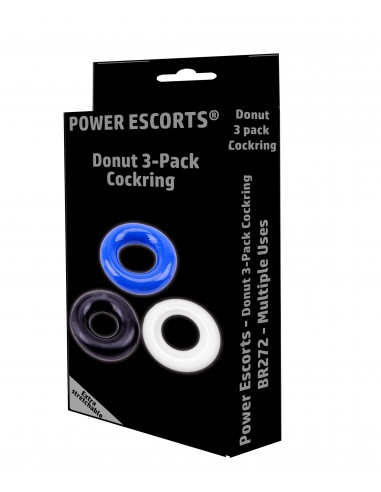 Ring-Donut Cockring 3 Pack-3 colors blue/clear/black