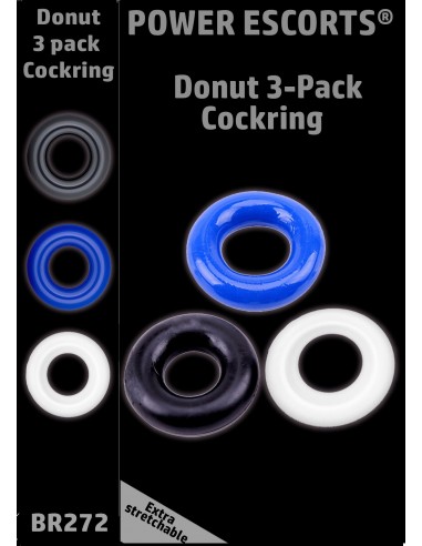 Ring-Donut Cockring 3 Pack-3 colors blue/clear/black