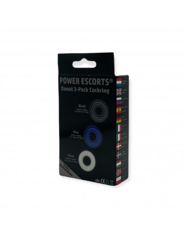 Ring-Donut Cockring 3 Pack-3 colors blue/clear/black