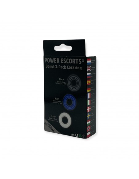 Ring-Donut Cockring 3 Pack-3 colors blue/clear/black