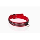 Wiązania-WHIPS lakier, obroża damska z kryształkami, czerwona, 3cm - 2