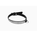 Wiązania-WHIPS lakier, obroża damska z kryształkami, czarna, 2cm - 1