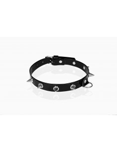 Wiązania-WHIPS lakier, obroża damska z kolcami, czarna 2