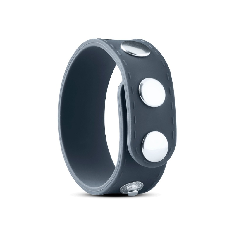 Regulowany pierścień na penisa Cock Strap L - silikon, metalowe napy, średnica 3-6 cm - 1