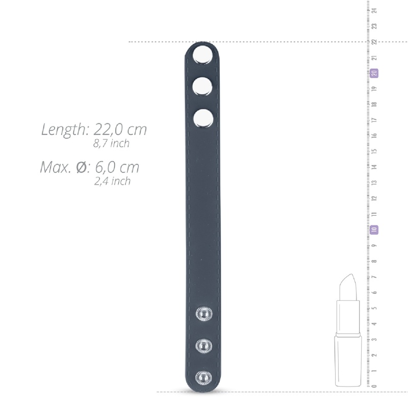 Regulowany pierścień na penisa Cock Strap L - silikon, metalowe napy, średnica 3-6 cm - 4