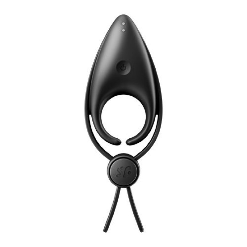 Wibrujący pierścień na penisa Satisfyer Sniper Black - regulowany, dwupętlowy, silikon medyczny, IPX7, 14,2 cm - 5