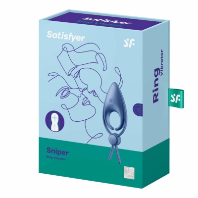 Wibrujący pierścień erekcyjny Sniper (Blue) z regulowaną pętelką i stymulatorem łechtaczki, 14,2 cm - 1