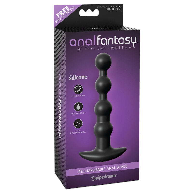 Wibrujące kulki analne Rechargeable Anal Beads Black - silikon, trzy segmenty, ładowane przez USB, 17 cm - 2