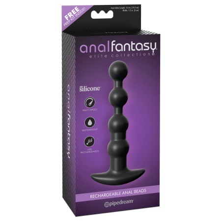 Wibrujące kulki analne Rechargeable Anal Beads Black - silikon, trzy segmenty, ładowane przez USB, 17 cm - 2