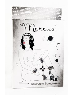 Wiązania-MARCUS 714001 Hog-tie cuffs set with metal clips tracery silver bdsm Valentine day